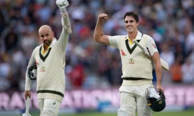 Pat Cummins and Nathan Lyon after first Ashes 2023 Test