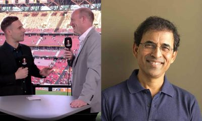 Peter Drury with Adrian Delmonte, Harsha Bhogle