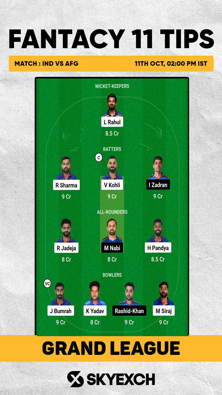 IND vs AFG: Grand League team