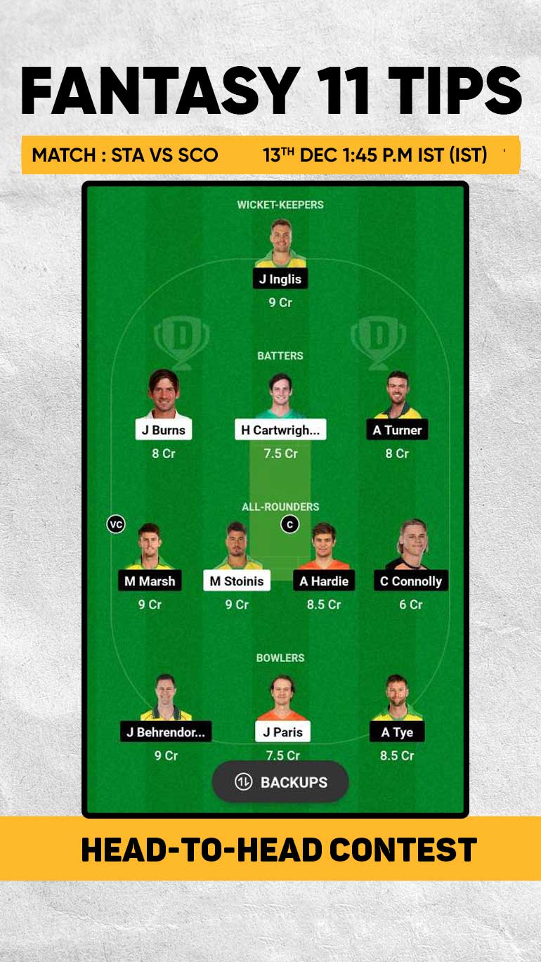 STA vs SCO Dream 11