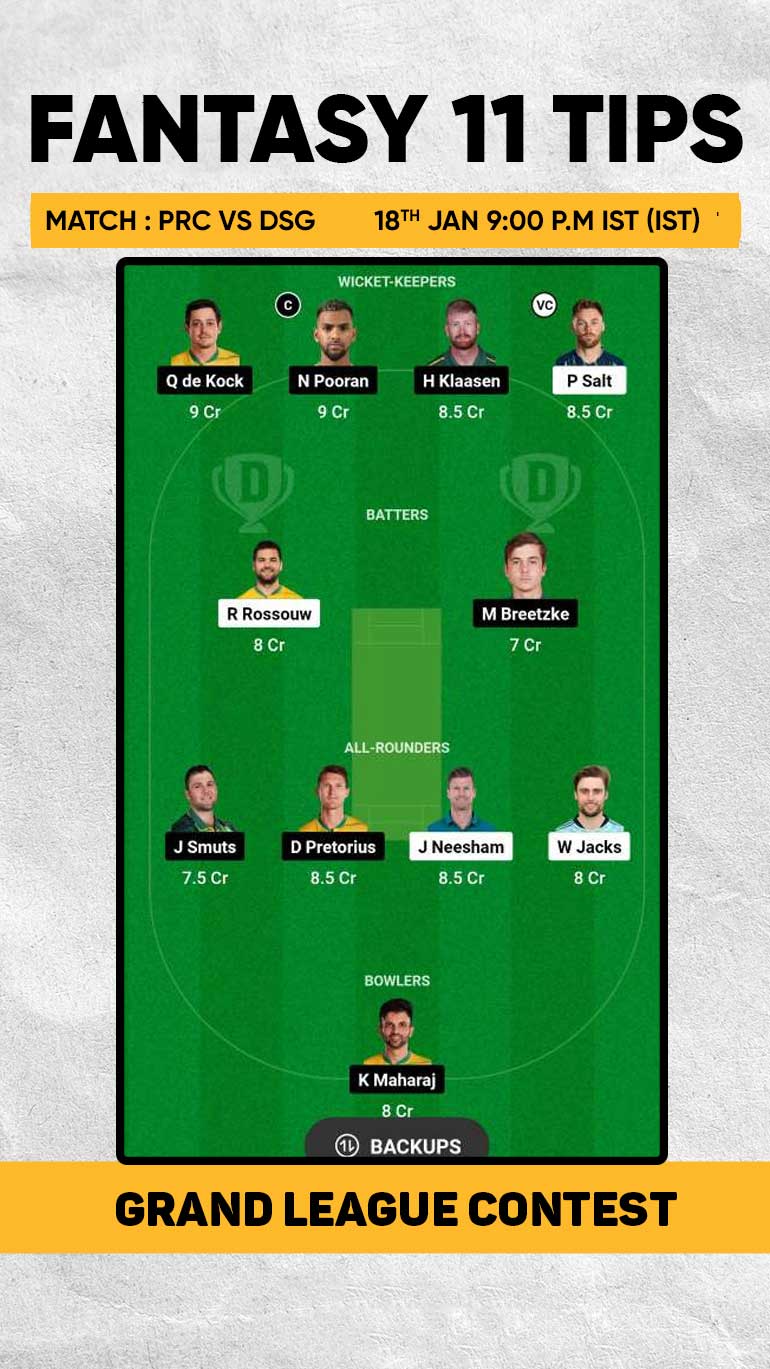 PRC vs DSG Dream11 (Source: Twitter)